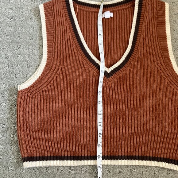 Brown Cropped Sweater Vest - size S - Picture 2 of 6
